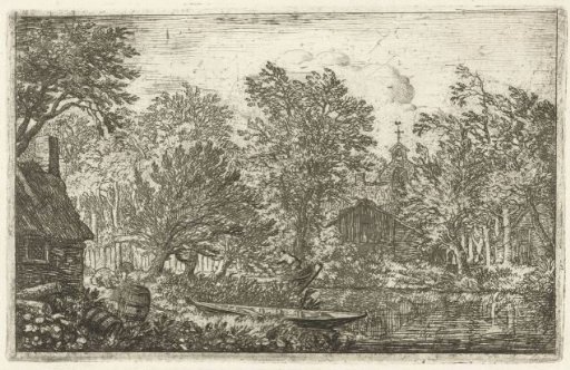 Village View with a Rowing Boat