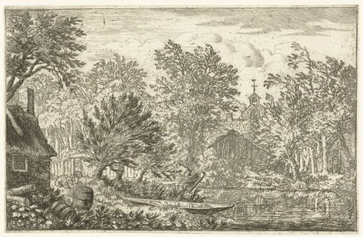 Village View with a Rowing Boat