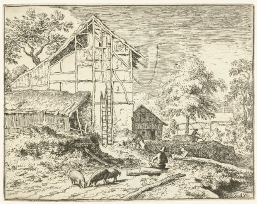 Farmyard with Two Ladders
