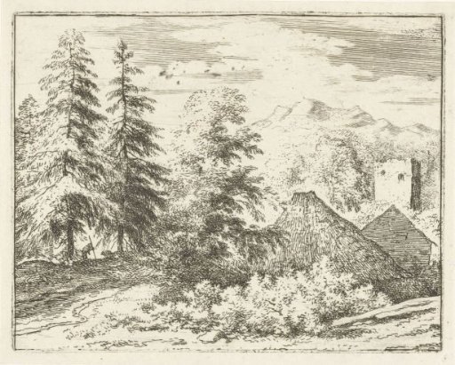Landscape with a Man Between Two Pines