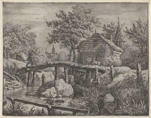 Man on a wooden bridge