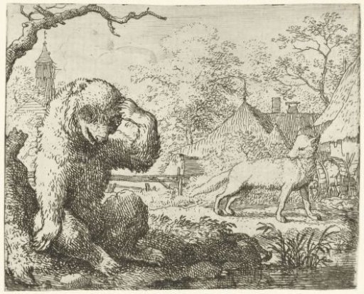 Reynard the Fox scolds the wounded Bruun the Bear