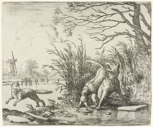 Landscape with Two Foxes and a Wolf