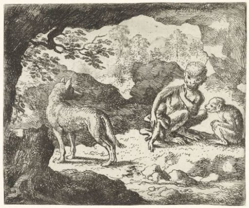 Three Monkeys and a Wolf