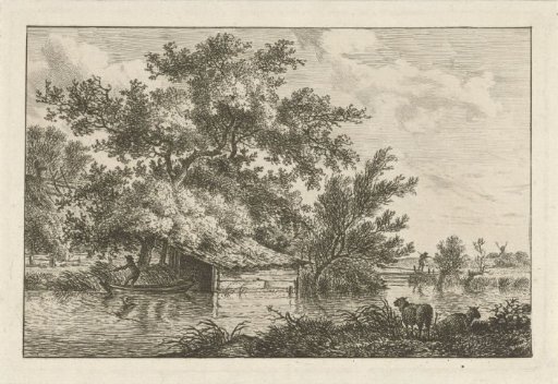 Small boat near a boathouse