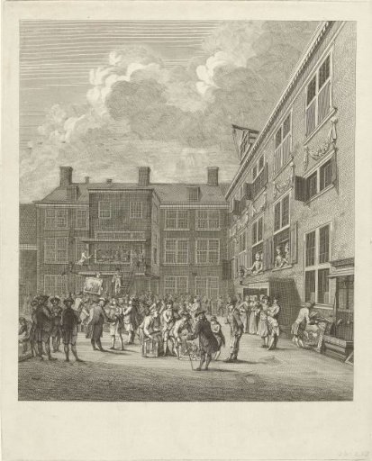 Sale of paintings in the courtyard of the Oudezijds Heerenlogement in Amsterdam