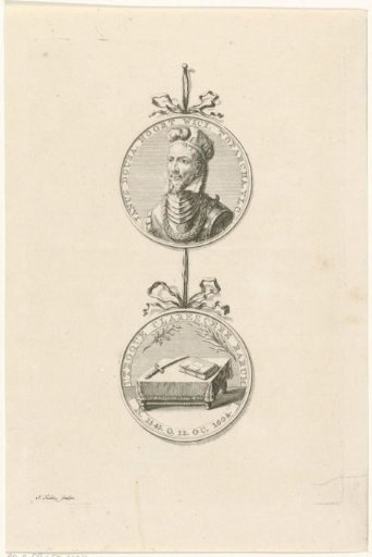 Commemorative medal with portrait of Johan van der Does