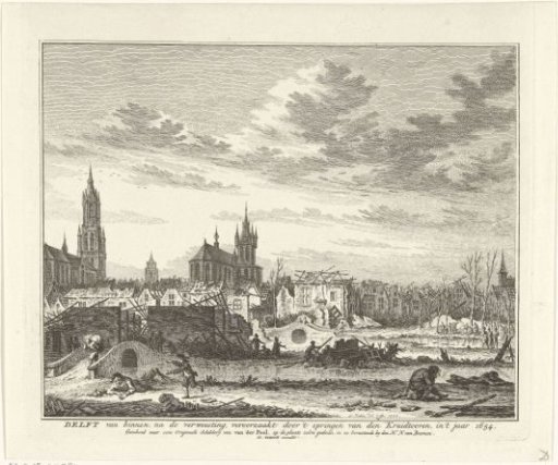 Delft after the explosion of the gunpowder tower, 1654