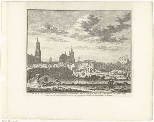 Delft after the explosion of the gunpowder tower, 1654