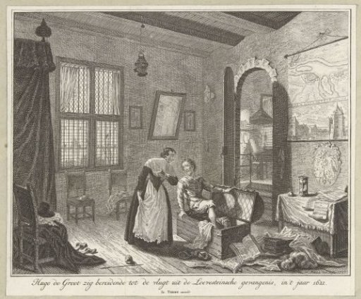 Maria van Reigersberch and Hugo de Groot prepare his escape from Loevestein Castle, 1621