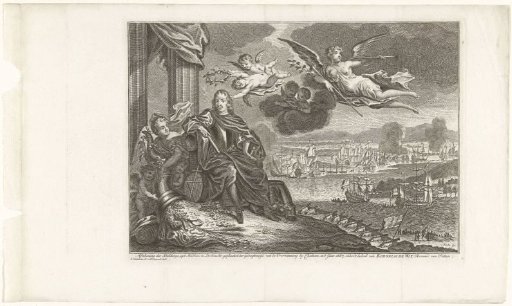 Glorification of Cornelis de Witt with the expedition to Chatham in the background, 1667