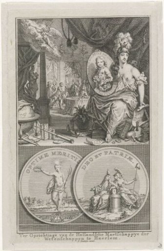Allegory on the establishment of the Holland Society of Sciences in Haarlem