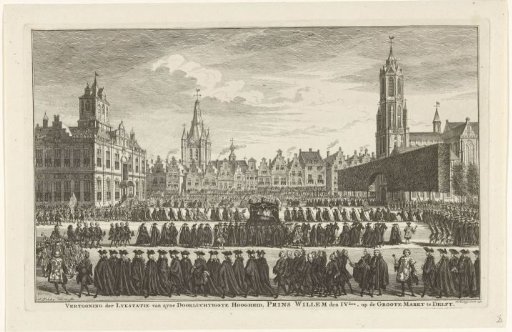 Funeral procession of William IV in Delft, 1752