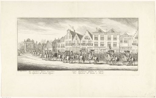 Soldiers on horseback in the funeral procession of Princess Anna of Hannover in Delft, 1759