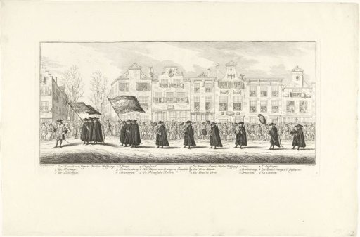 Representatives of the land and naval forces and various regions in the funeral procession of Princess Anna of Hannover in Delft, 1759