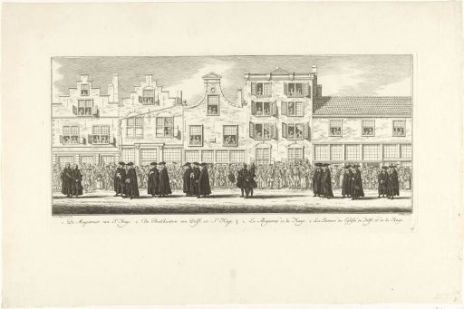 Ecclesiastical and secular leaders in the funeral procession of Princess Anna of Hannover in Delft, 1759