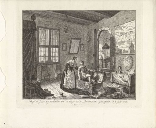 Maria van Reigersberch and Hugo de Groot prepare his escape from Loevestein Castle, 1621