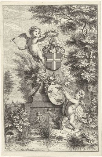 Allegorical Monument with Helmeted Shields