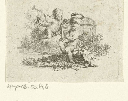 Vignette with Two Putti