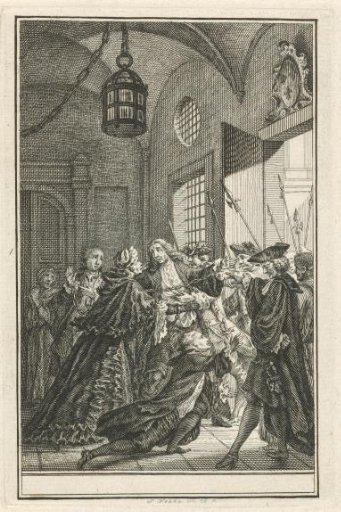 Four prisoners under the supervision of guards
