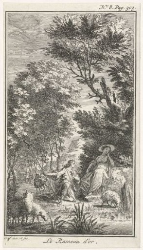 Shepherd kneeling before a shepherdess