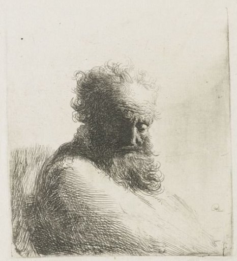 Bearded Old Man, Looking down