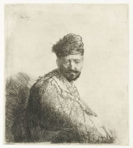 Bearded man, in a furred oriental cap and robe