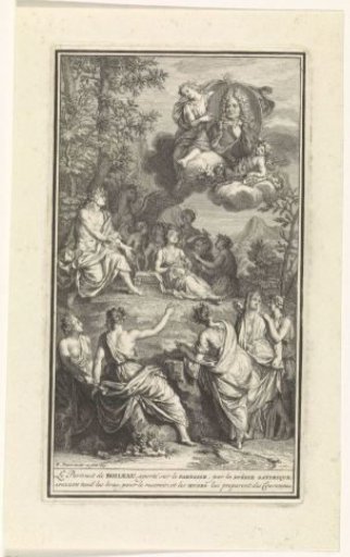 Portrait of Nicolas Boileau, carried to Parnassus