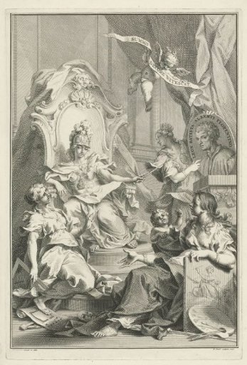 Allegorical title page with the portrait of Leon Battista Alberti