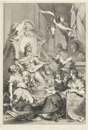 Allegorical title page with the portrait of Leon Battista Alberti