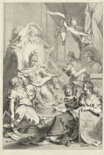 Allegorical title page with the portrait of Leon Battista Alberti