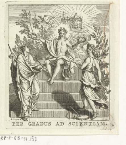 Apollo crowns two muses