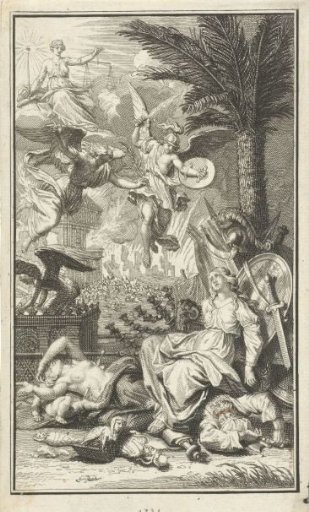 Personification of conquered Judaea rebuked by Vengeance
