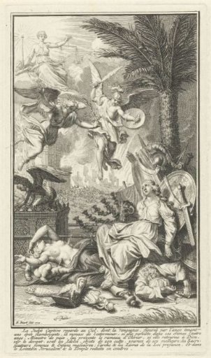 Personification of conquered Judaea rebuked by Vengeance