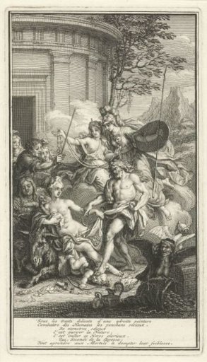 Allegorical representation with Hercules trampling on Cupid