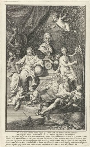 Allegorical representation with a portrait bust of Charles de Saint Denis
