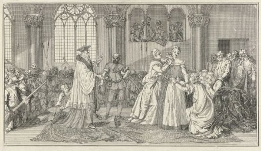 Mary I of Scotland is blindfolded to be beheaded