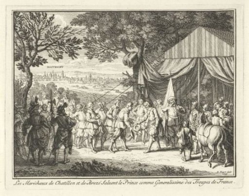 Field Marshals de Chatellon and de Brezé greet Prince Frederick Henry, 1632