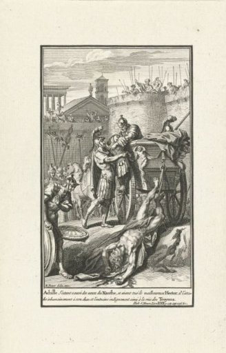 Achilles with the corpse of Hector behind his chariot