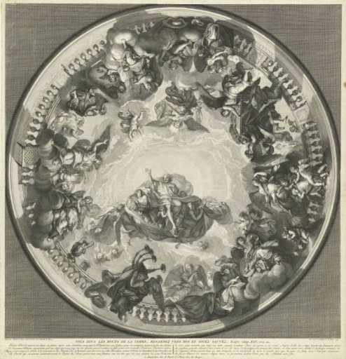 Ceiling painting with Christ sending the Holy Spirit to earth