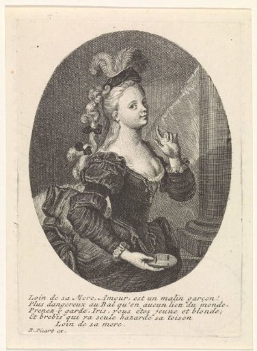 A young woman with a mask in her hand