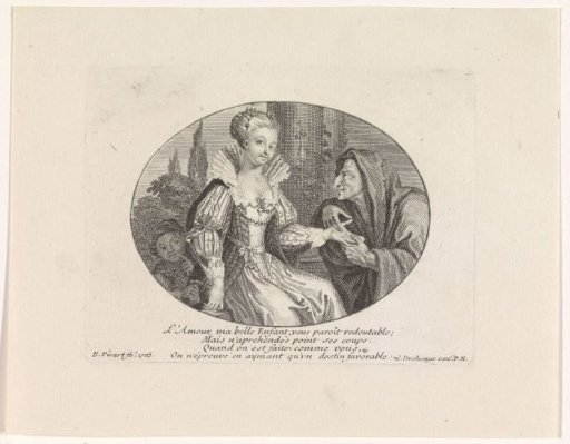 An old woman reading the palm of a young girl