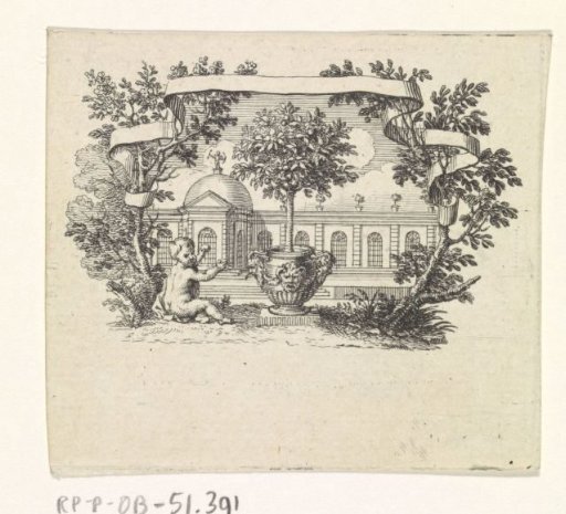 Putto Next to an Antique Vase