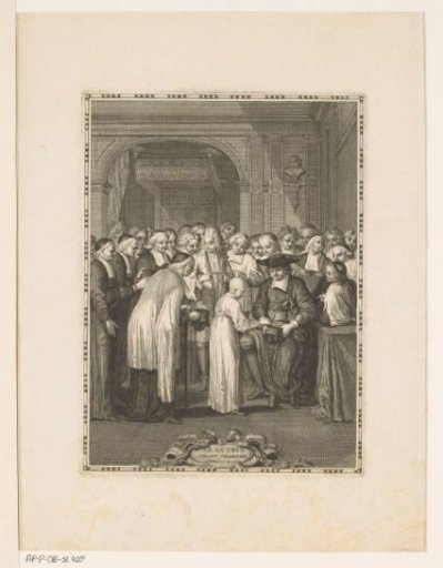 Interior with a group of clergymen