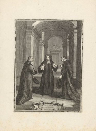 Three clergymen in a hall