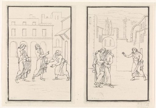 Two scenes from the comedy Andria by Terence