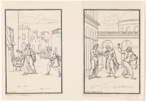 Scene from the comedy Andria and scene from the comedy Eunuchus by Terence