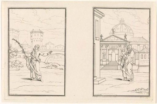 Two scenes from the comedy Adelphoe by Terence