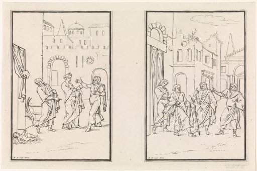 Two scenes from the comedy Andria by Terence