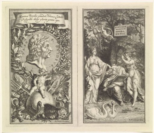 Allegorical title page with Thalia / Ovid accompanied by two muses